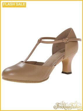 Split Flex Leather Character Dance Shoes 2.5" Heel T-Bar Strap